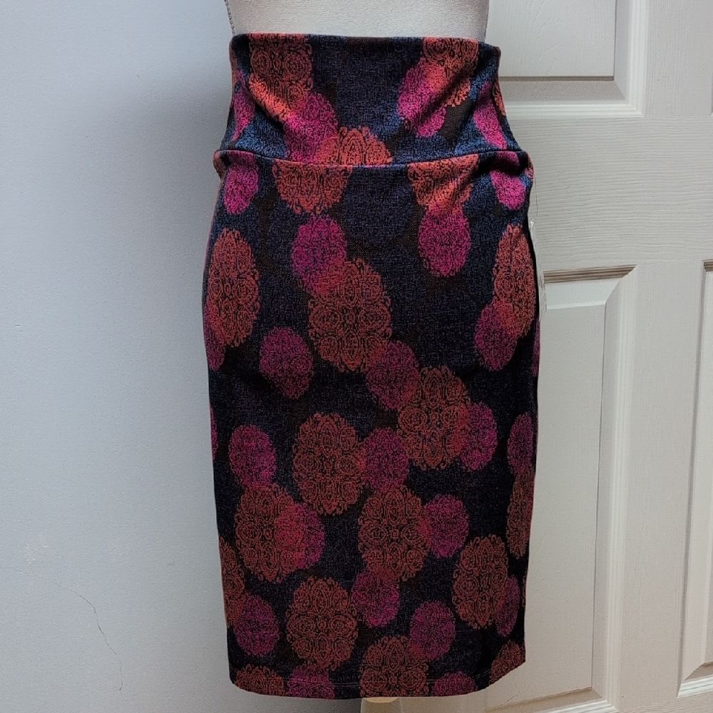 NWT LuLaRoe Cassie Blue,Pink, Orange Floral Pencil Skirt Size S - Picture 2 of 6